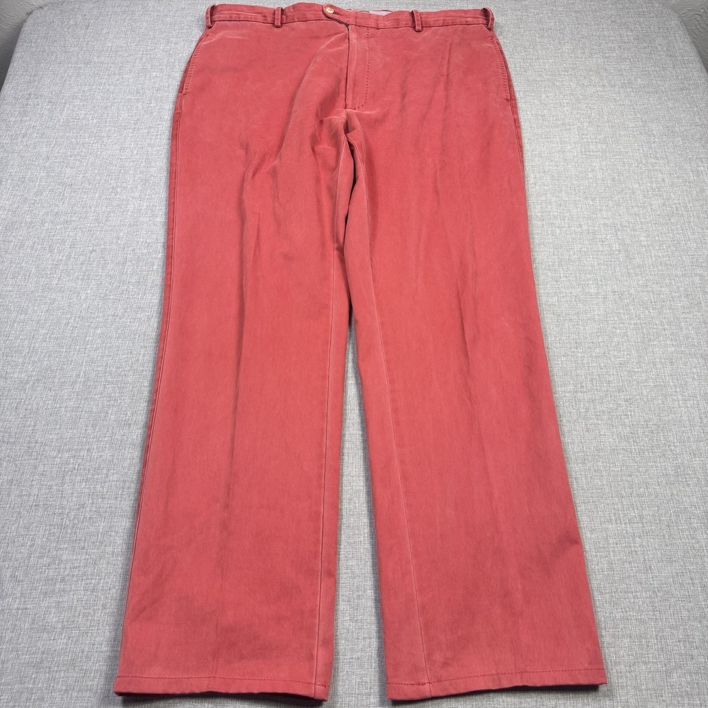 Peter Millar Chino Pants Pima Cotton Mens 40x32 Pink Red Flat Front Straight Leg